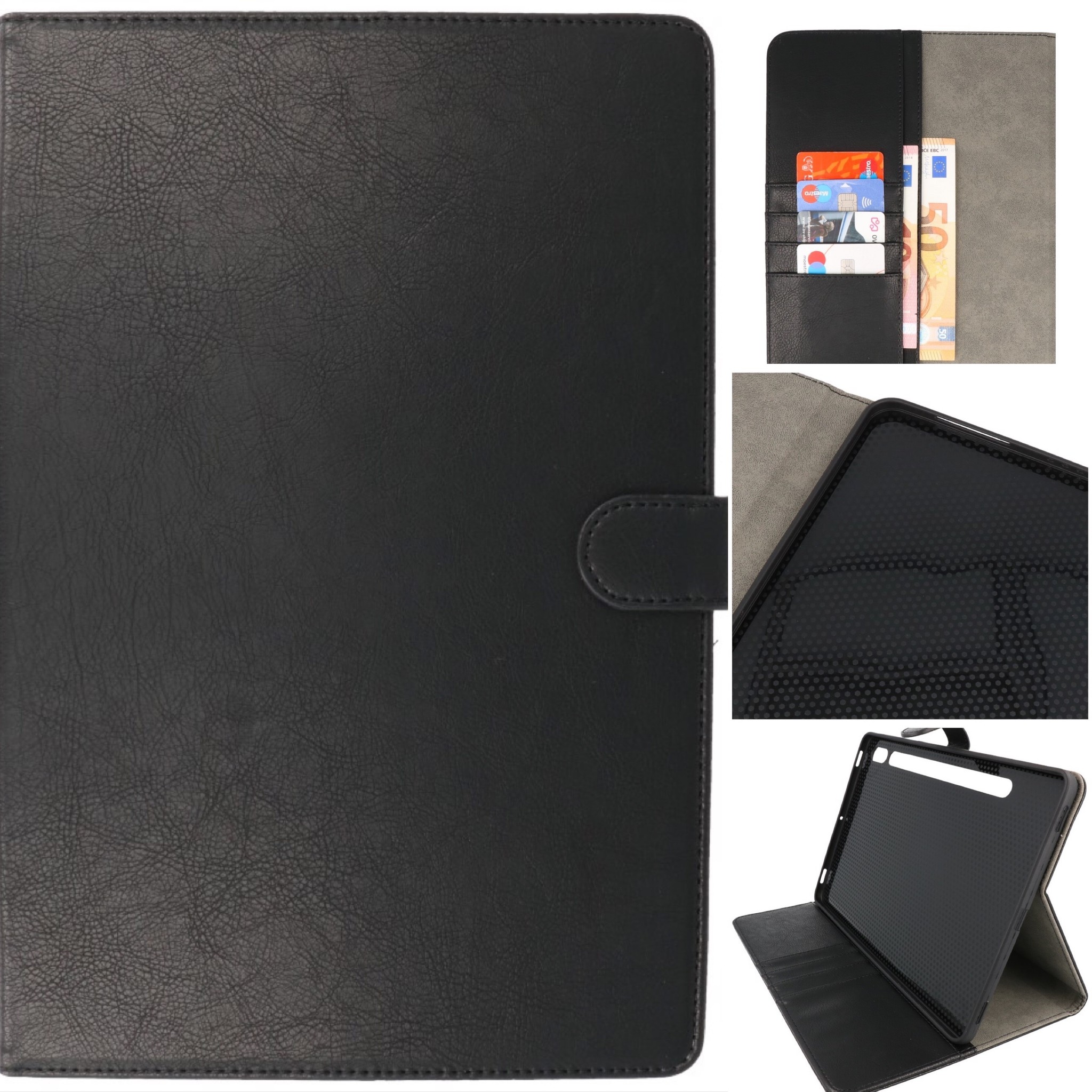 Tablet Book Case voor Samsung Tab S8 Plus - Tab S7 Plus Zwart