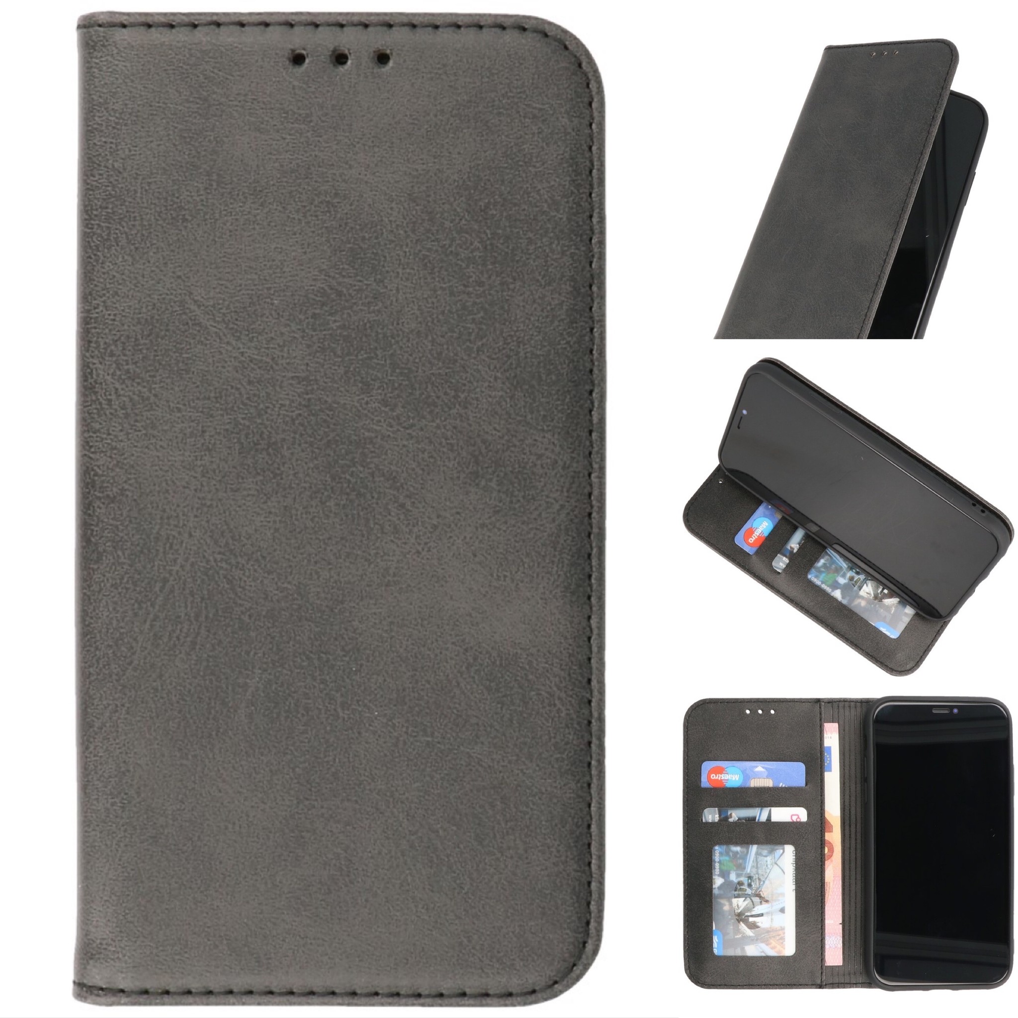 Etui magnétique Folio Book pour Samsung Galaxy A12 5G Noir