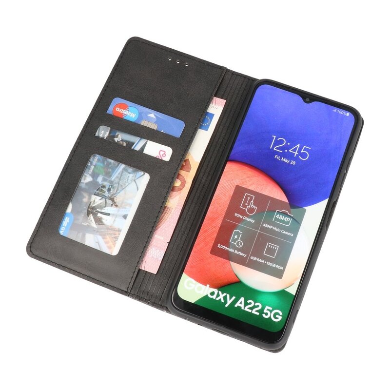 Magnetisk Folio Book Cover til Samsung Galaxy A22 5G Sort