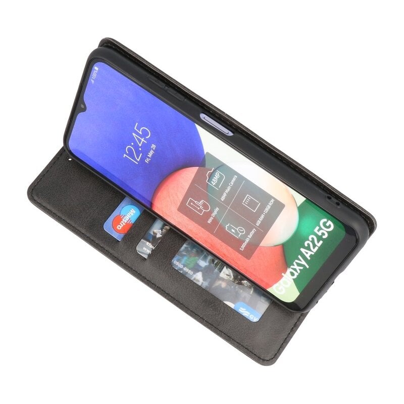 Magnetisch Folio Book Case voor Samsung Galaxy A22 5G Zwart