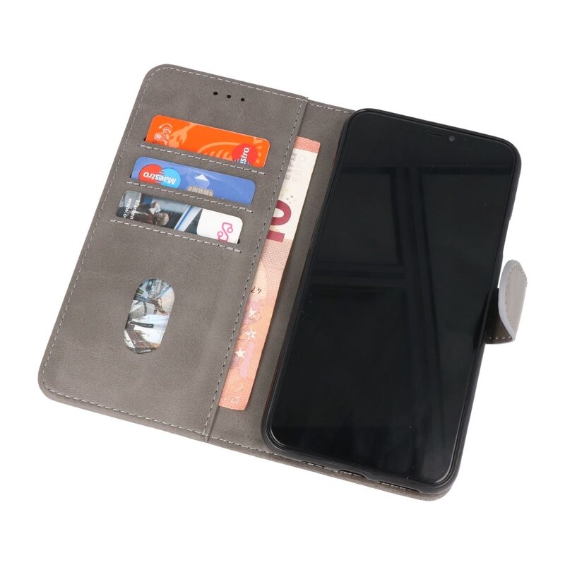 Bookstyle Wallet Cases Hoesje voor iPhone XR Grijs