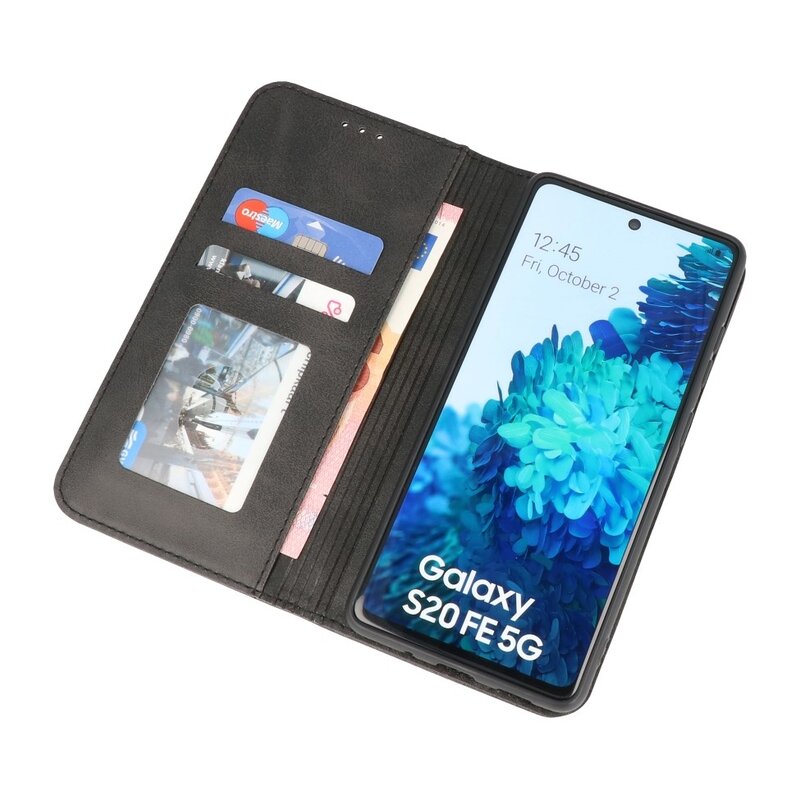 Magnetisk Folio Book Cover til Samsung Galaxy S20 FE Sort