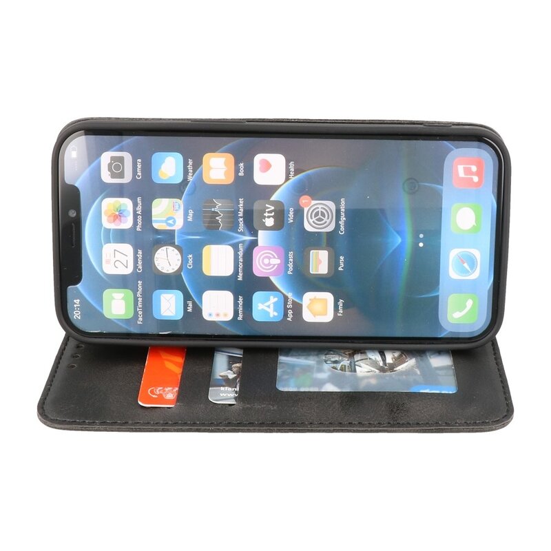 Étui magnétique Folio Book pour iPhone 13 Pro Noir