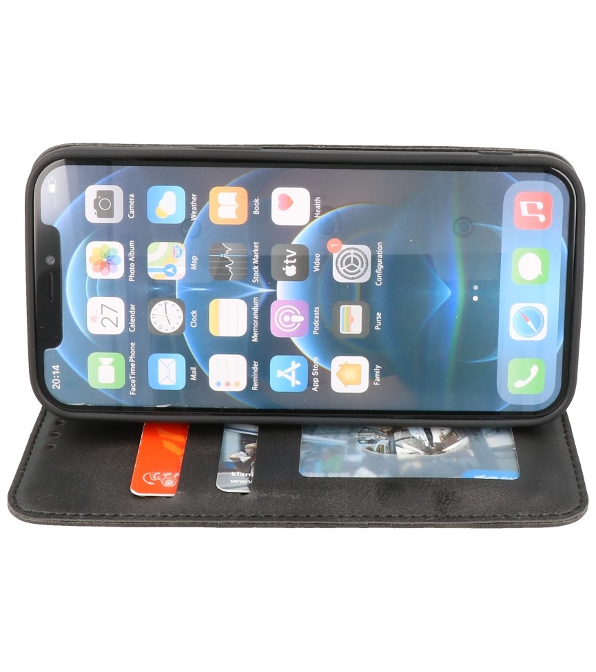 Magnetisch Folio Book Case voor iPhone 13 Pro Zwart