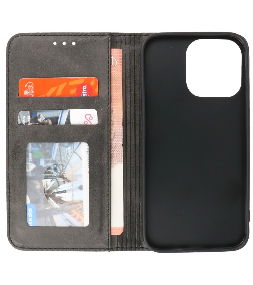 Magnetic Folio Book Case for iPhone 13 Pro Black