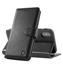 Etui en cuir véritable pour iPhone Xs Max Noir