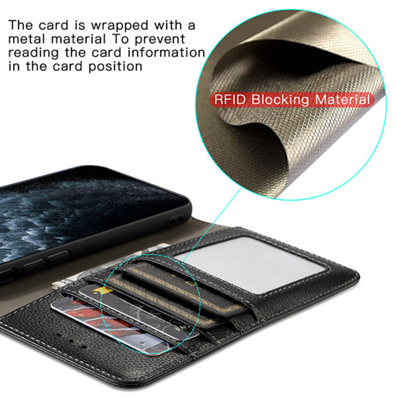 Custodia in vera pelle per iPhone 11 Pro Max nera