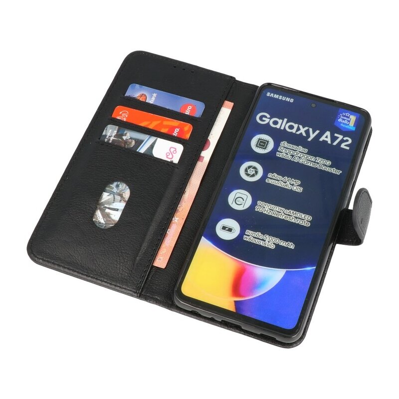 Bookstyle Wallet Cases Hülle für Samsung Galaxy A72 5G Schwarz