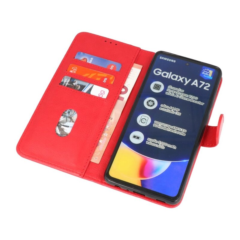Custodia a portafoglio Bookstyle per Samsung Galaxy A72 5G Red