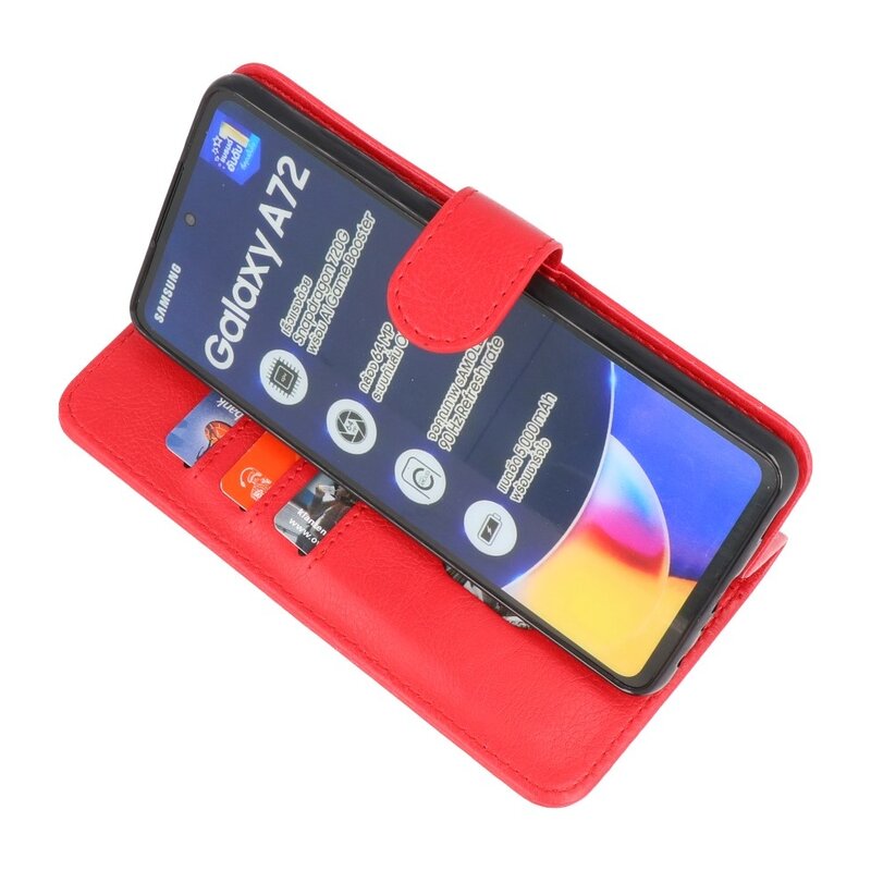 Custodia a portafoglio Bookstyle per Samsung Galaxy A72 5G Red