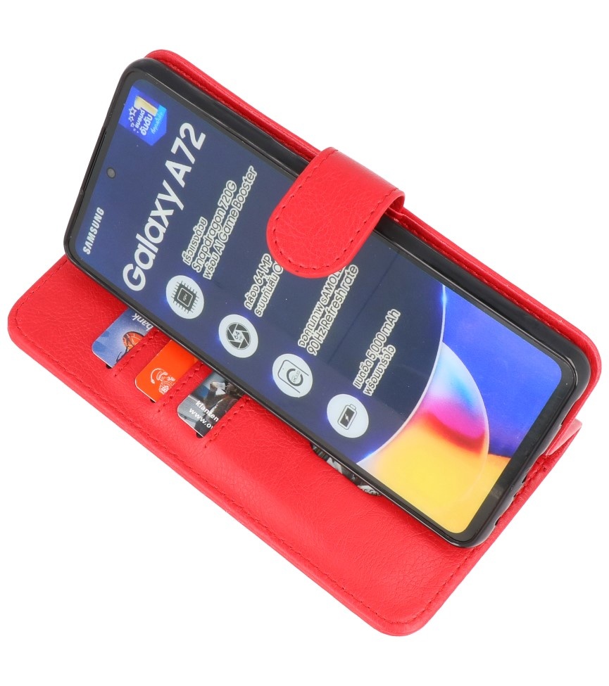 Bookstyle Wallet Cases Case for Samsung Galaxy A72 5G Red