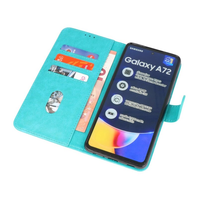 Custodia a portafoglio Bookstyle per Samsung Galaxy A72 5G Green