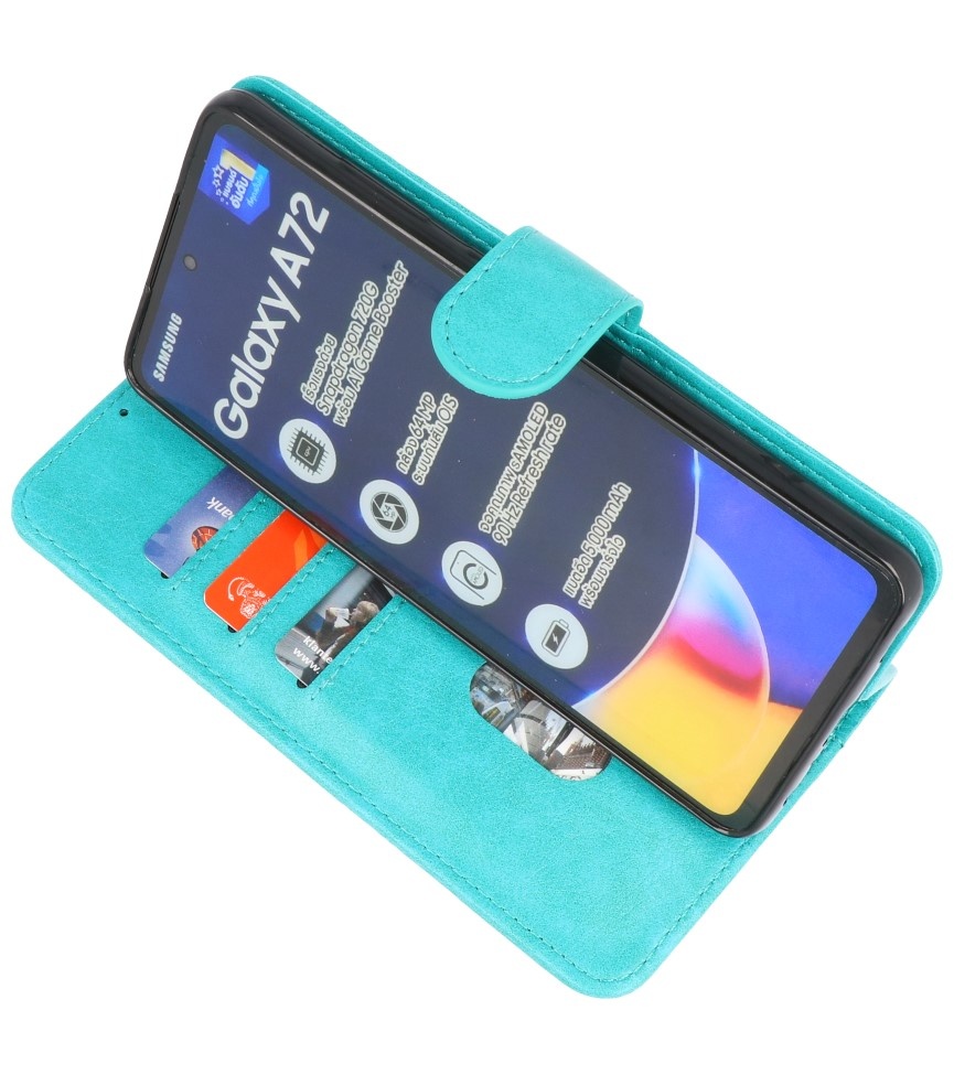 Bookstyle Wallet Cases Hülle für Samsung Galaxy A72 5G Grün