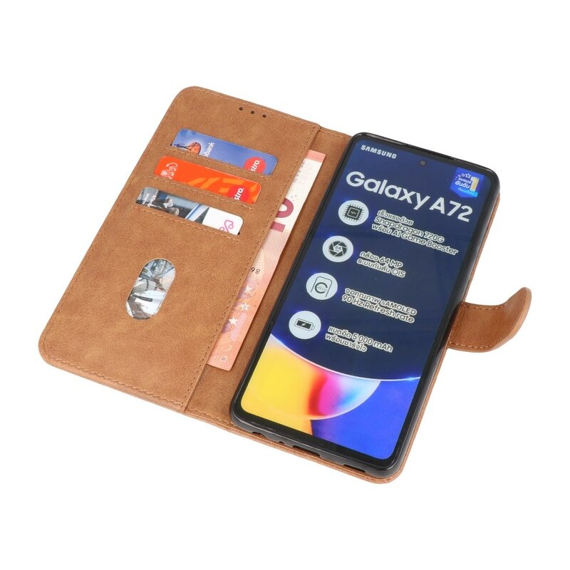 Custodia a portafoglio Bookstyle per Samsung Galaxy A72 5G marrone