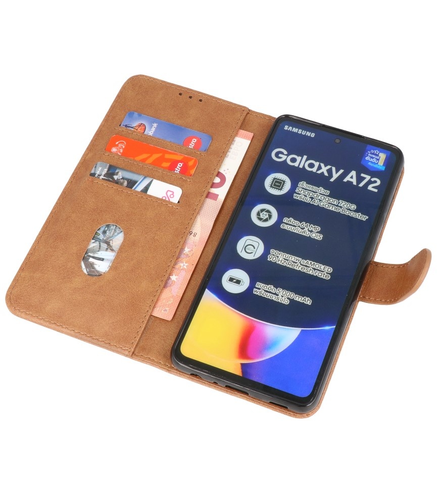 Bookstyle Tegnebog Etui til Samsung Galaxy A72 5G Brun