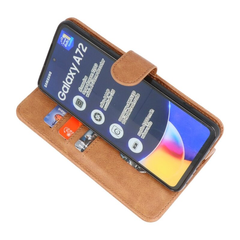 Custodia a portafoglio Bookstyle per Samsung Galaxy A72 5G marrone