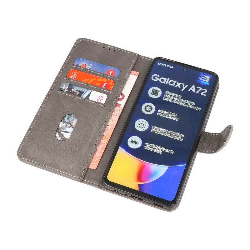 Custodia a portafoglio Bookstyle per Samsung Galaxy A72 5G grigio