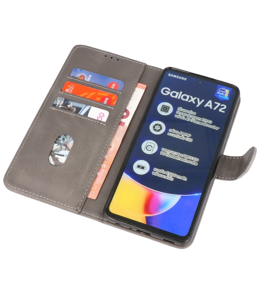 Custodia a portafoglio Bookstyle per Samsung Galaxy A72 5G grigio