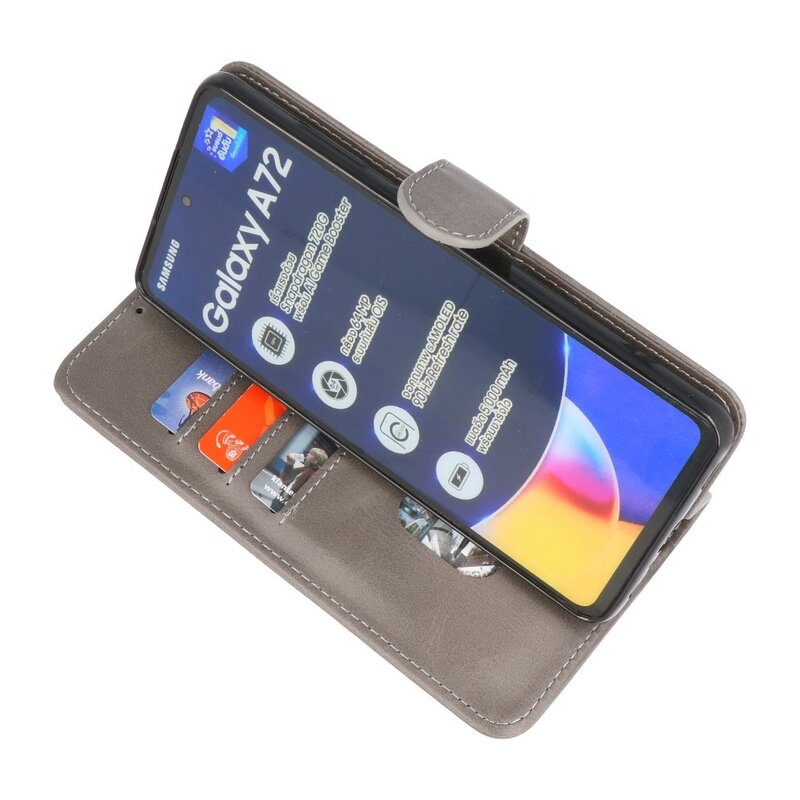 Custodia a portafoglio Bookstyle per Samsung Galaxy A72 5G grigio