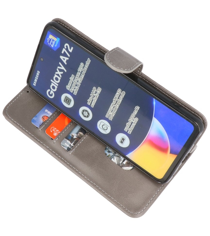 Bookstyle Wallet Cases Hoesje voor Samsung A72 5G Grijs