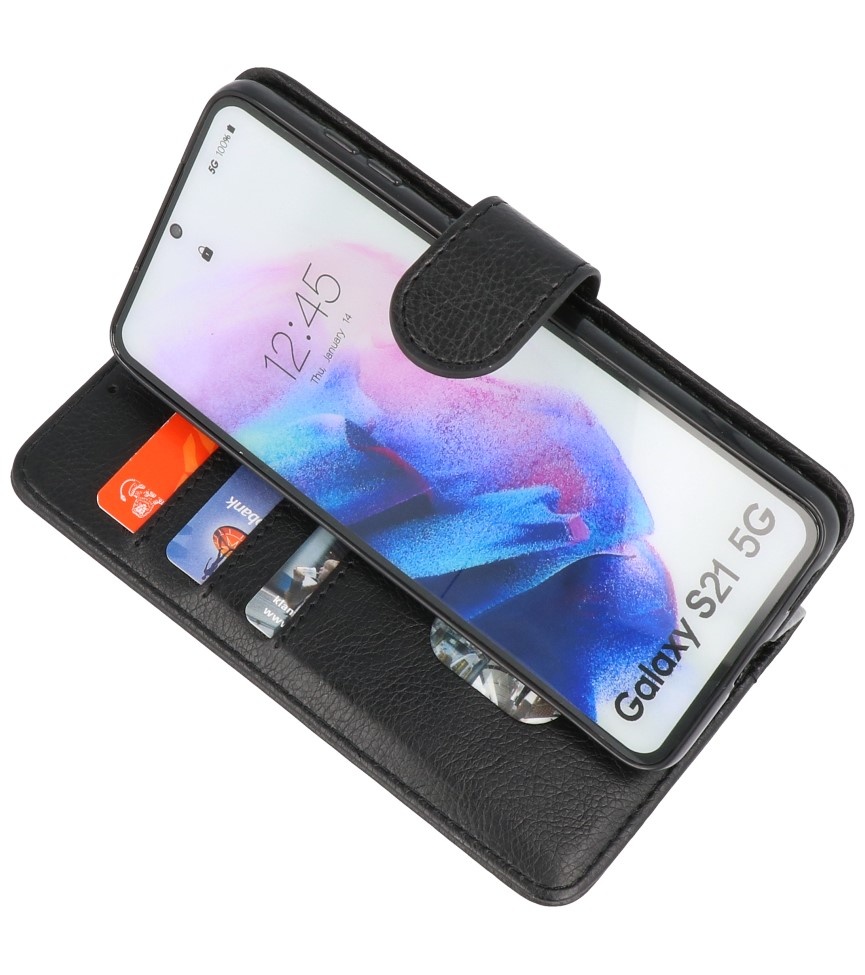 Bookstyle Wallet Cases Hoesje voor Samsung S21 Zwart