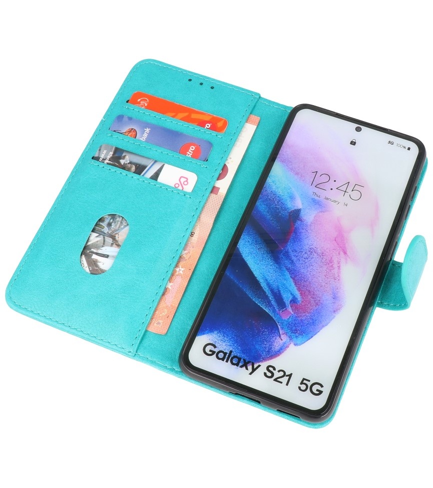 Bookstyle Wallet Cases Hoesje voor Samsung S21 Groen