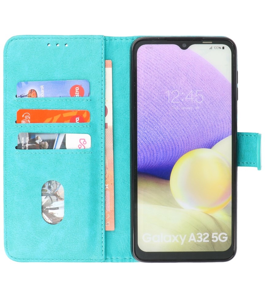 Bookstyle Wallet Cases Hoesje voor Samsung A32 5G Groen