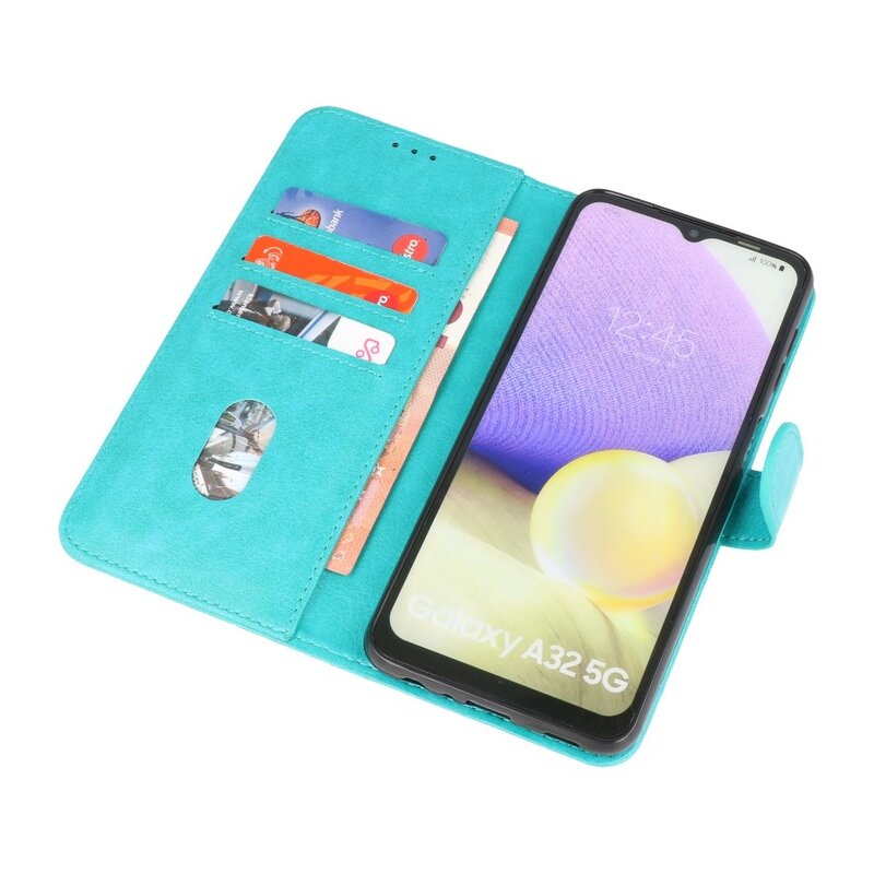 Bookstyle Wallet Cases Hoesje voor Samsung A32 5G Groen