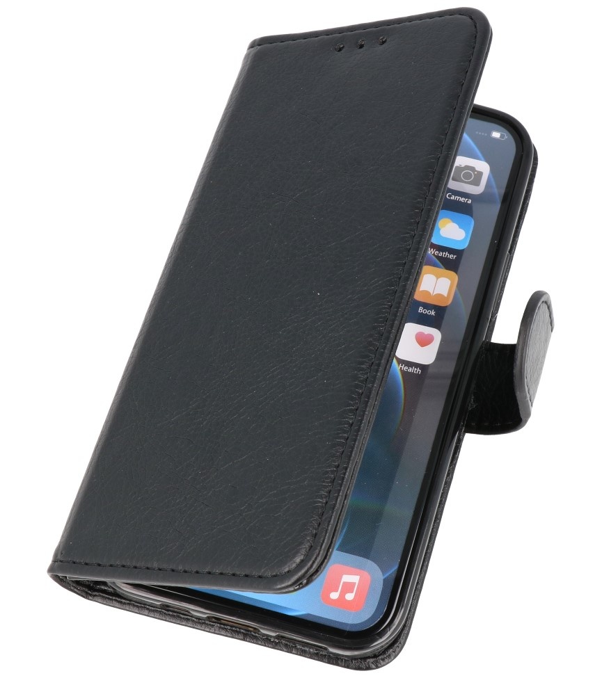 Bookstyle Wallet Cases Cover pour iPhone 12 Pro Max Noir