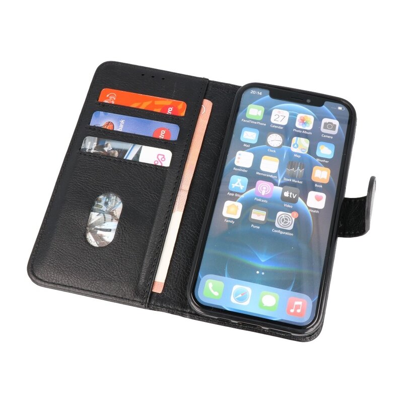Bookstyle Wallet Cases Cover für iPhone 12 - 12 Pro Black