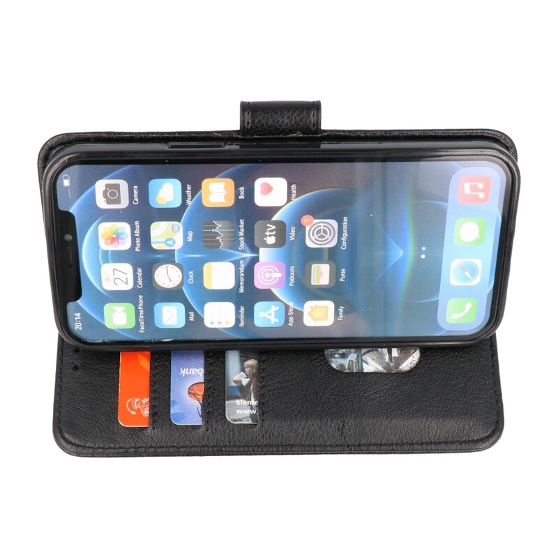 Bookstyle Wallet Cases Cover für iPhone 12 - 12 Pro Black