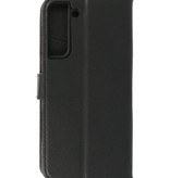 Echtes Leder Wallet Cases Cover für Samsung Galaxy S22 Plus Schwarz