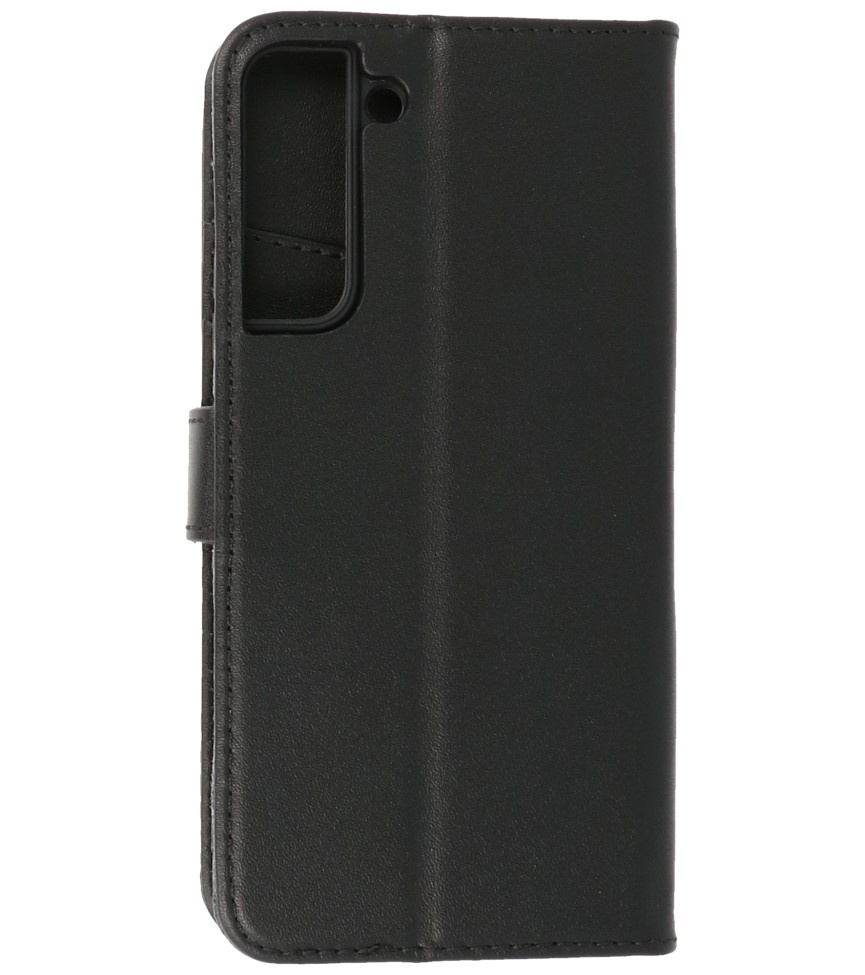 Echtes Leder Wallet Cases Cover für Samsung Galaxy S22 Plus Schwarz