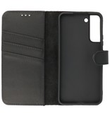 Funda tipo billetera de cuero genuino para Samsung Galaxy S22 Plus Negro