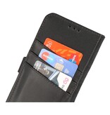 Funda tipo billetera de cuero genuino para Samsung Galaxy S22 Ultra Black