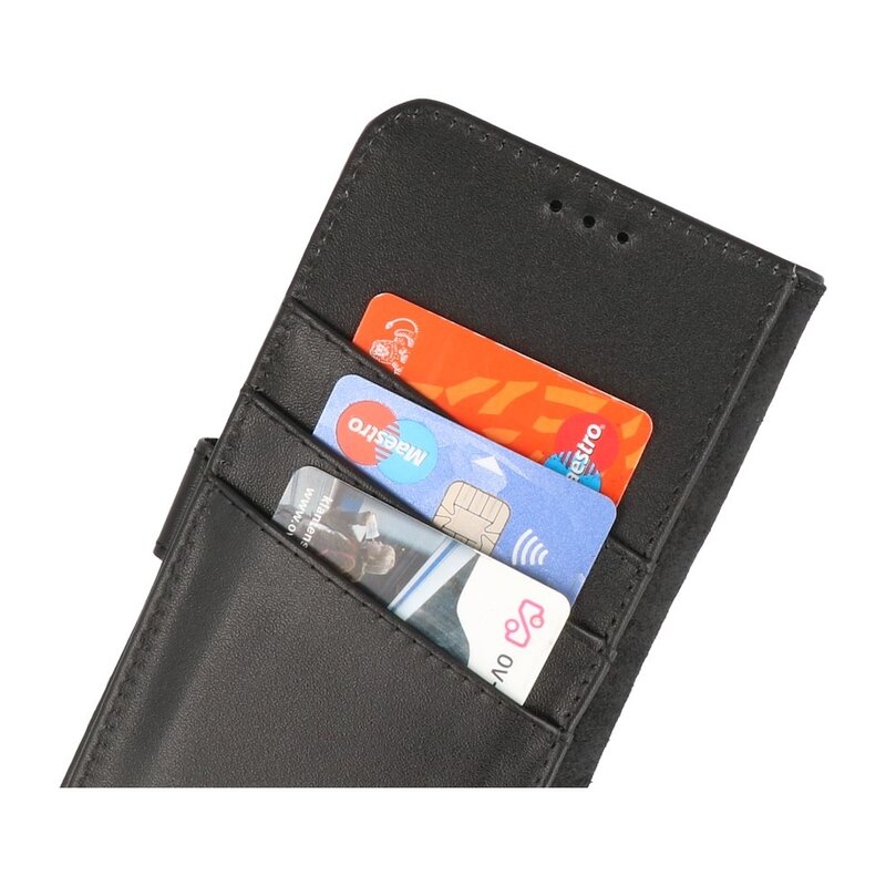 Funda tipo billetera de cuero genuino para Samsung Galaxy S22 Ultra Black