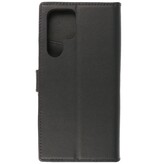Étui portefeuille en cuir véritable pour Samsung Galaxy S22 Ultra Noir