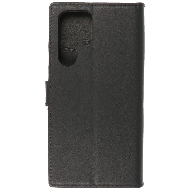 Funda tipo billetera de cuero genuino para Samsung Galaxy S22 Ultra Black