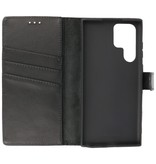 Genuine Leather Wallet Cases Cover for Samsung Galaxy S22 Ultra Black