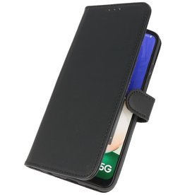 Echtes Leder Wallet Cases Cover Samsung Galaxy A13 4G Schwarz