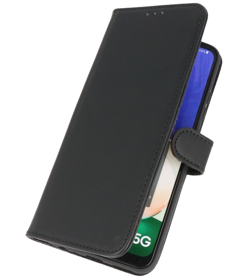 Echtes Leder Wallet Cases Cover für Samsung Galaxy A13 4G Schwarz