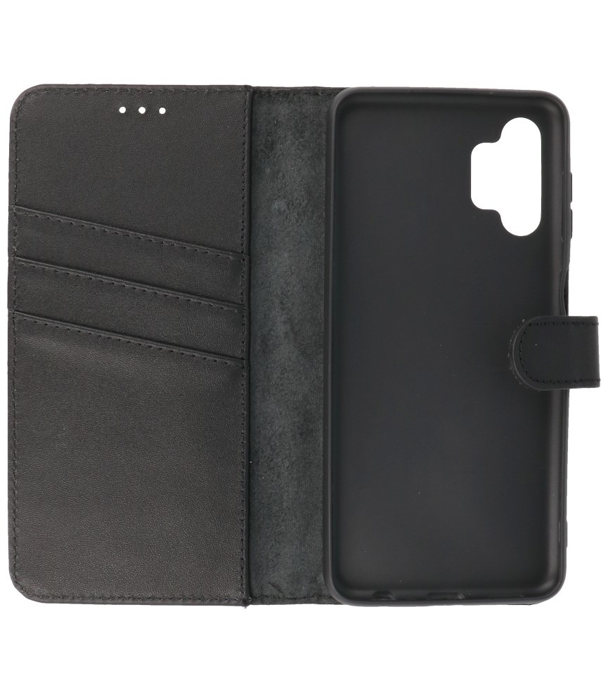 Genuine Leather Wallet Cases Cover for Samsung Galaxy A13 4G Black