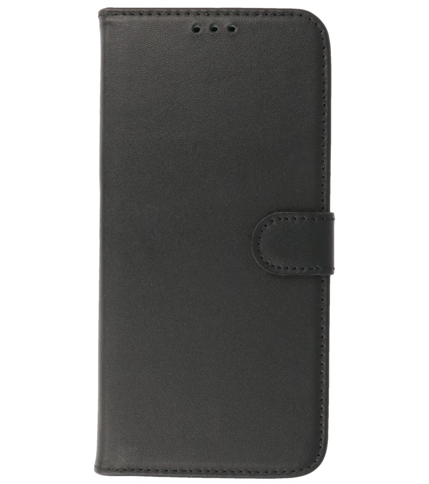 Echtes Leder Wallet Cases Cover für Samsung Galaxy A22 4G Schwarz