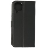 Echt Lederen Wallet Cases Hoesje voor Samsung Galaxy A22 4G Zwart