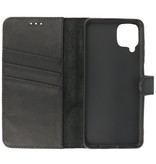 Étui portefeuille en cuir véritable pour Samsung Galaxy A22 4G Noir