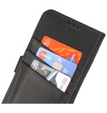 Étui portefeuille en cuir véritable pour Samsung Galaxy A22 5G Noir