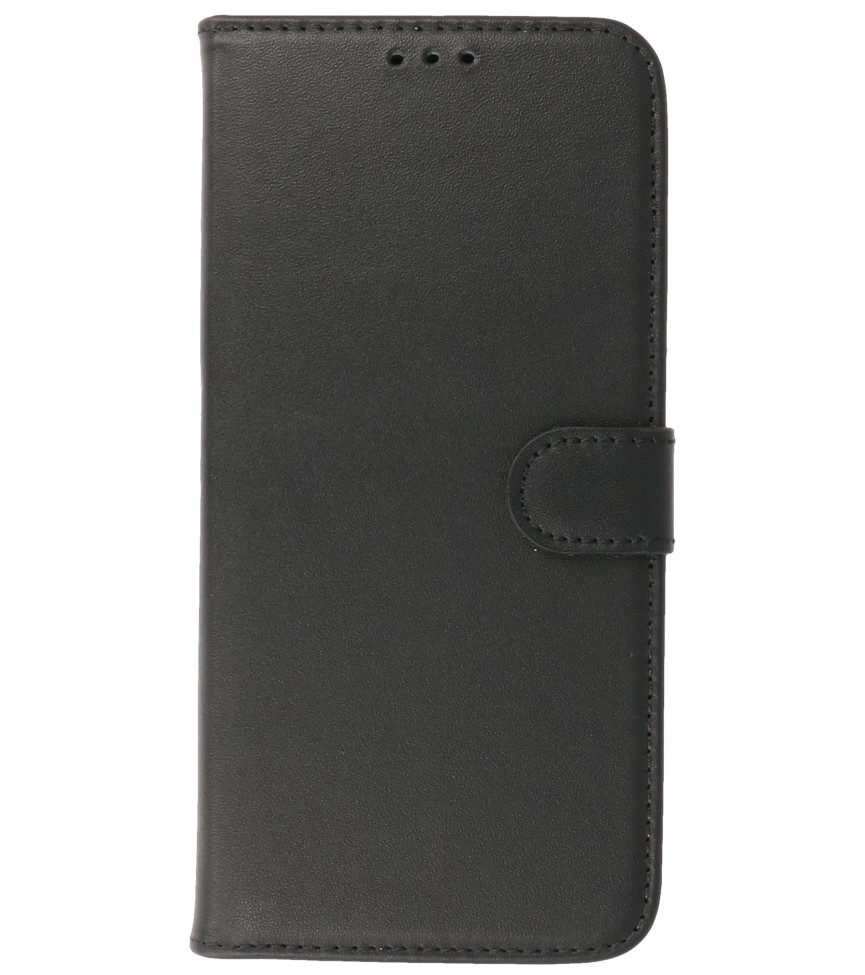 Echtes Leder Wallet Cases Cover für Samsung Galaxy A22 5G Schwarz