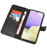 Echt Lederen Wallet Cases Hoesje voor Samsung Galaxy A32 5G Zwart