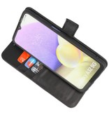 Funda tipo billetera de cuero genuino para Samsung Galaxy A32 5G Negro