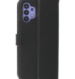 Echtes Leder Wallet Cases Cover für Samsung Galaxy A32 5G Schwarz